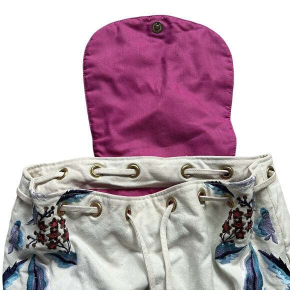 Steve Madden Boho Floral Embroider Backpack Tassel Festival Hippie Colorful 70s - Picture 6 of 14